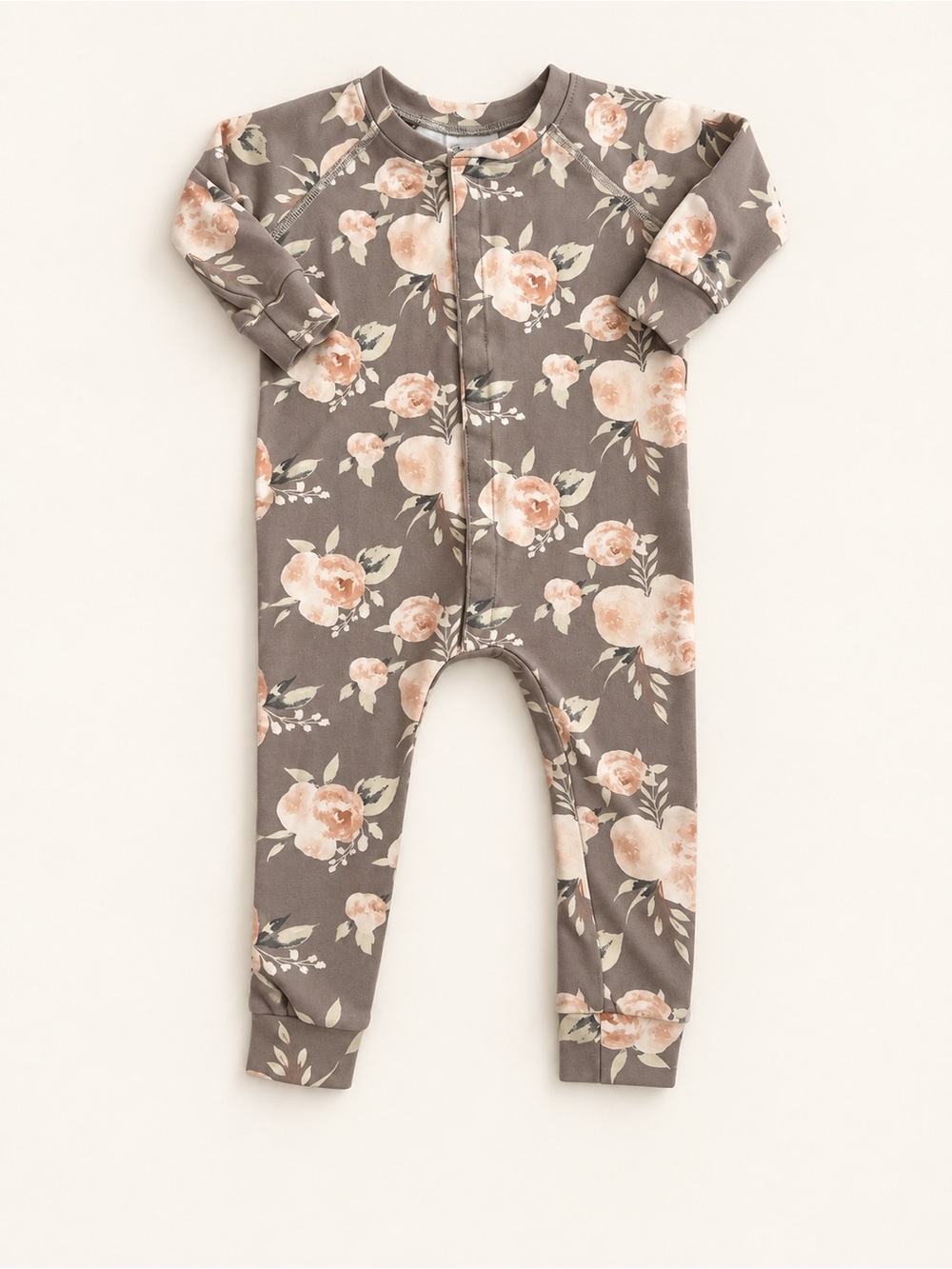Jax & Lennon Floral Baby One-Piece in Taupe and Blush